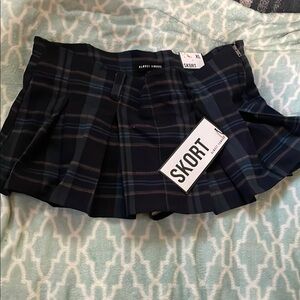Almost Famous Blue Black Skater Mini Skirt